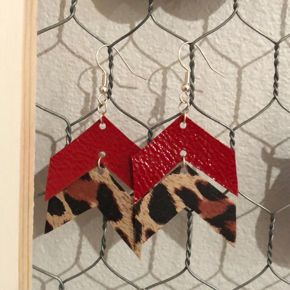 Chevron Leather Earrings